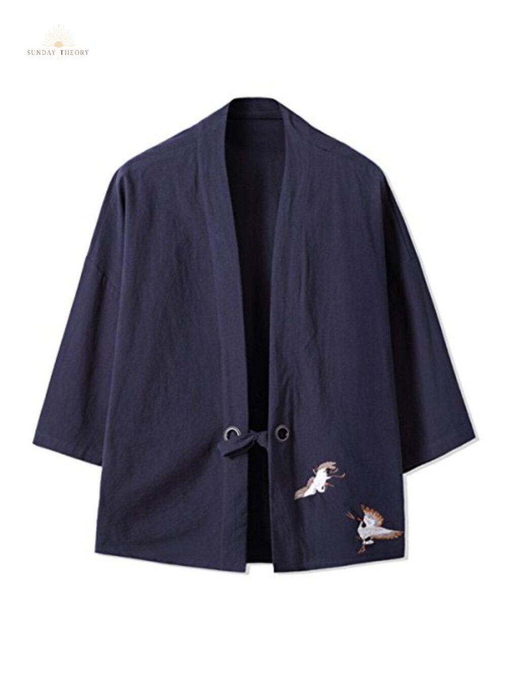 Men's Cotton Linen Open Front Kimono Cardigan Lightweight Vintage Jacket